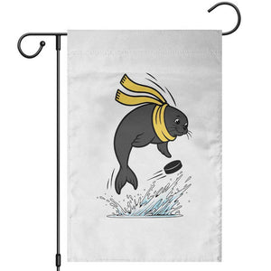 Funny Seal Playing Ice Hockey Garden Flag Winter Sports Gift TS12 White Print Your Wear
