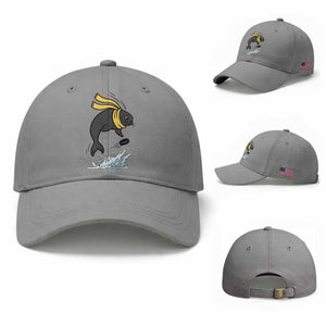 Funny Seal Playing Ice Hockey Baseball Cap Winter Sports Gift TS12 Baseball Cap Universal Fit Sport Gray Print Your Wear