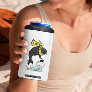 Funny Seal Playing Ice Hockey 4 in 1 Can Cooler Tumbler Winter Sports Gift TS12 Print Your Wear