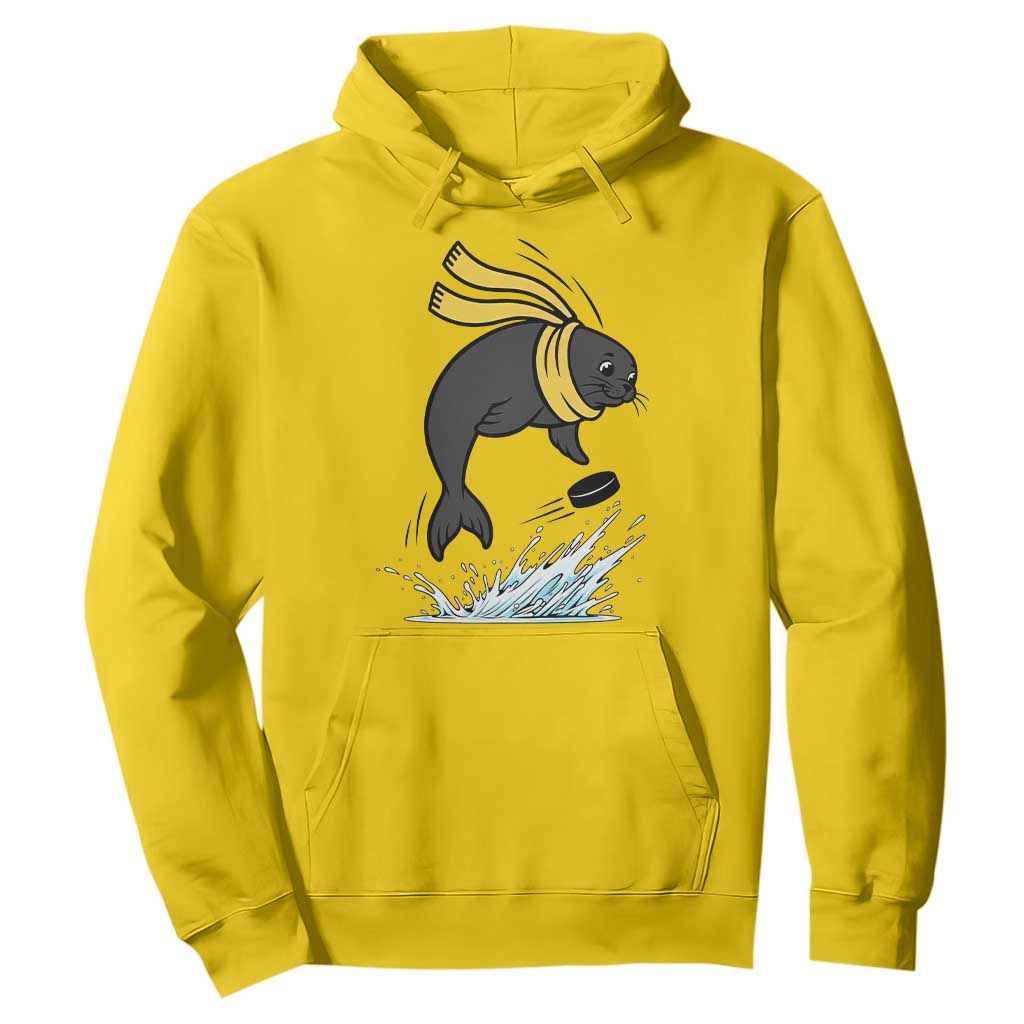 Funny Seal Playing Ice Hockey Hoodie Winter Sports Gift TS12 Daisy Print Your Wear