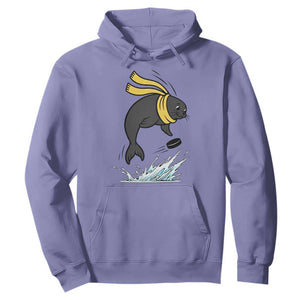 Funny Seal Playing Ice Hockey Hoodie Winter Sports Gift TS12 Violet Print Your Wear