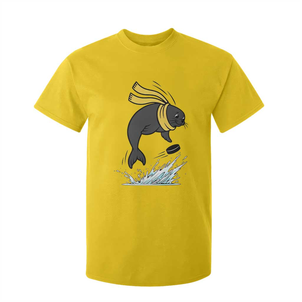 Funny Seal Playing Ice Hockey T Shirt For Kid Winter Sports Gift TS12 Daisy Print Your Wear