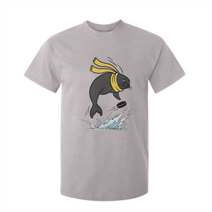 Funny Seal Playing Ice Hockey T Shirt For Kid Winter Sports Gift TS12 Ice Gray Print Your Wear