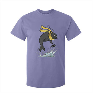 Funny Seal Playing Ice Hockey T Shirt For Kid Winter Sports Gift TS12 Violet Print Your Wear