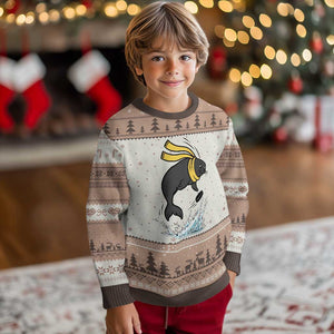 Funny Seal Playing Ice Hockey Ugly Christmas Sweater Winter Sports Gift TS12 Mocha Mousse Print Your Wear