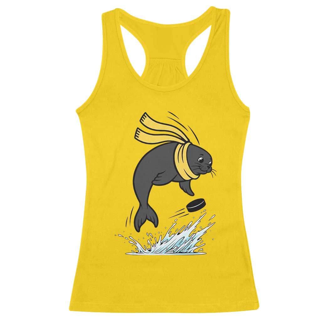 Funny Seal Playing Ice Hockey Racerback Tank Top Winter Sports Gift TS12 Daisy Print Your Wear