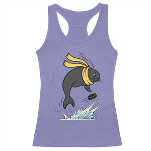 Funny Seal Playing Ice Hockey Racerback Tank Top Winter Sports Gift TS12 Violet Print Your Wear