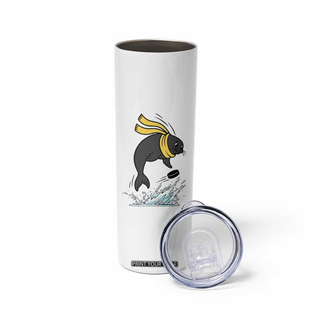 Funny Seal Playing Ice Hockey Skinny Tumbler Winter Sports Gift TS12 Print Your Wear