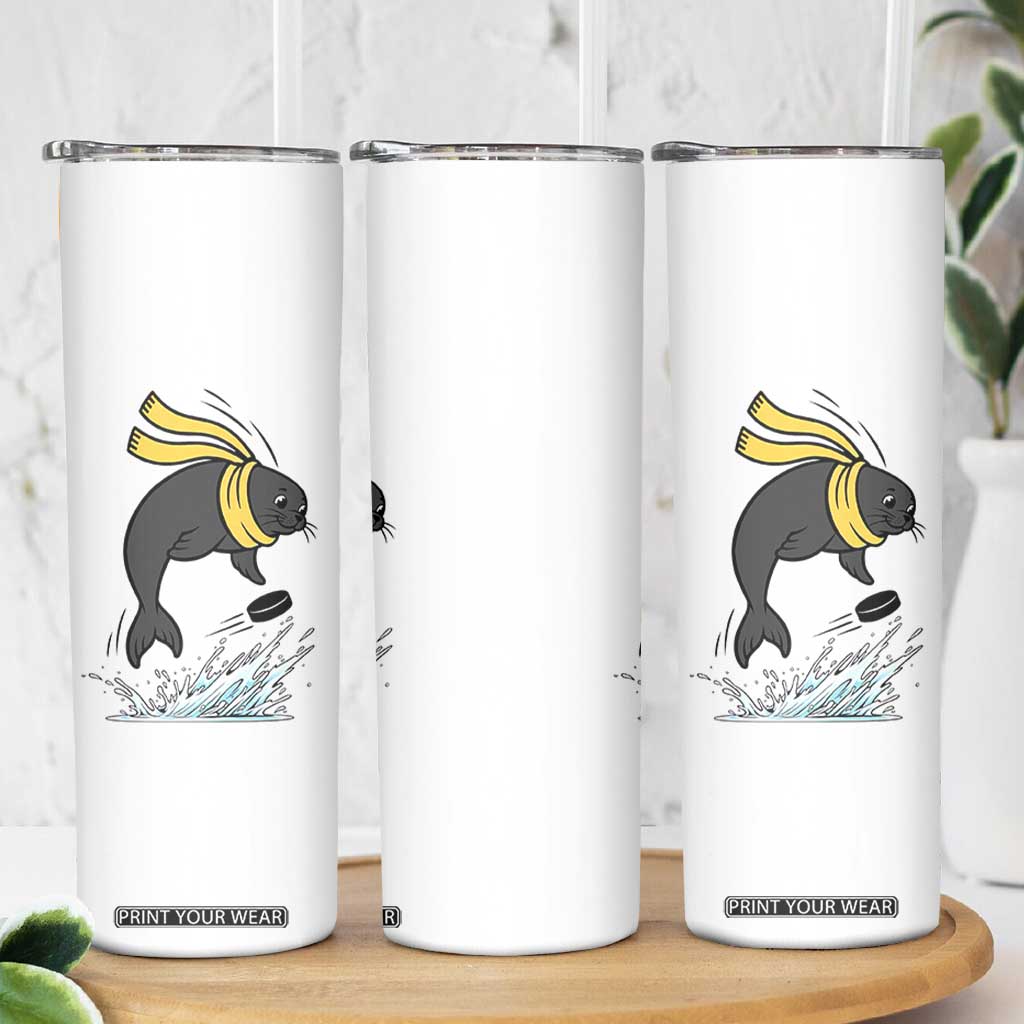 Funny Seal Playing Ice Hockey Skinny Tumbler Winter Sports Gift TS12 Print Your Wear