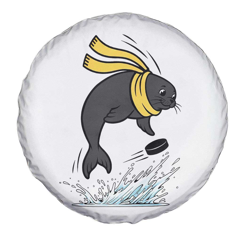 Funny Seal Playing Ice Hockey Spare Tire Cover Winter Sports Gift TS12 Print Your Wear