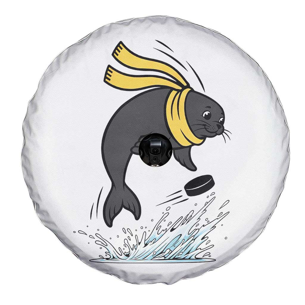 Funny Seal Playing Ice Hockey Spare Tire Cover Winter Sports Gift TS12 Print Your Wear