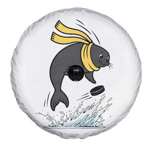 Funny Seal Playing Ice Hockey Spare Tire Cover Winter Sports Gift TS12 Print Your Wear