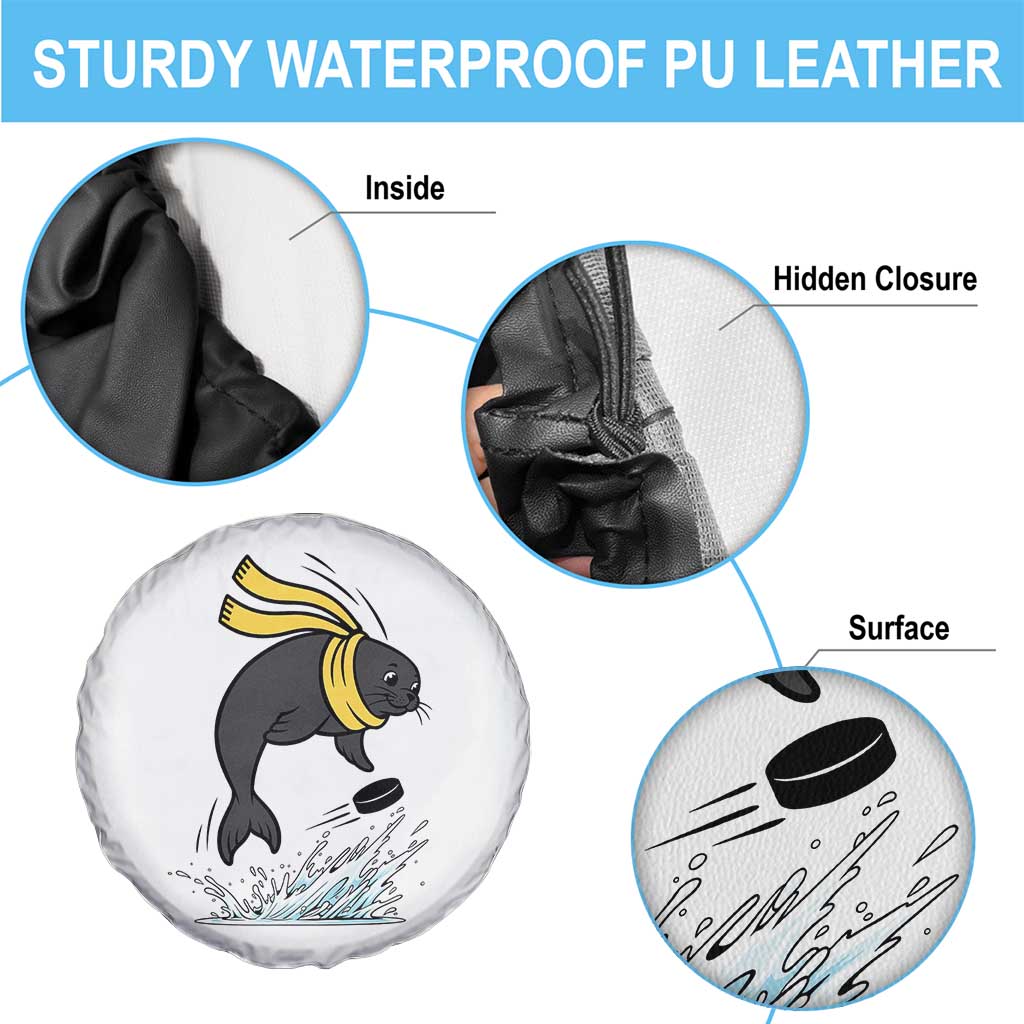 Funny Seal Playing Ice Hockey Spare Tire Cover Winter Sports Gift TS12 Print Your Wear