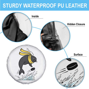 Funny Seal Playing Ice Hockey Spare Tire Cover Winter Sports Gift TS12 Print Your Wear