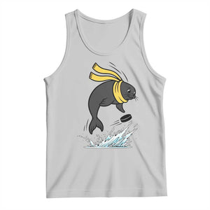 Funny Seal Playing Ice Hockey Tank Top Winter Sports Gift TS12 Ash Print Your Wear