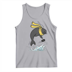 Funny Seal Playing Ice Hockey Tank Top Winter Sports Gift TS12 Athletic Heather Print Your Wear