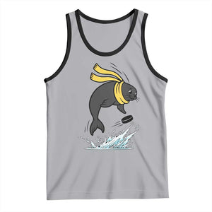 Funny Seal Playing Ice Hockey Tank Top Winter Sports Gift TS12 Athletic Heather Black Print Your Wear