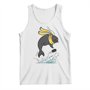 Funny Seal Playing Ice Hockey Tank Top Winter Sports Gift TS12 White Print Your Wear