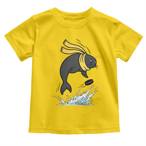 Funny Seal Playing Ice Hockey Toddler T Shirt Winter Sports Gift TS12 Daisy Print Your Wear