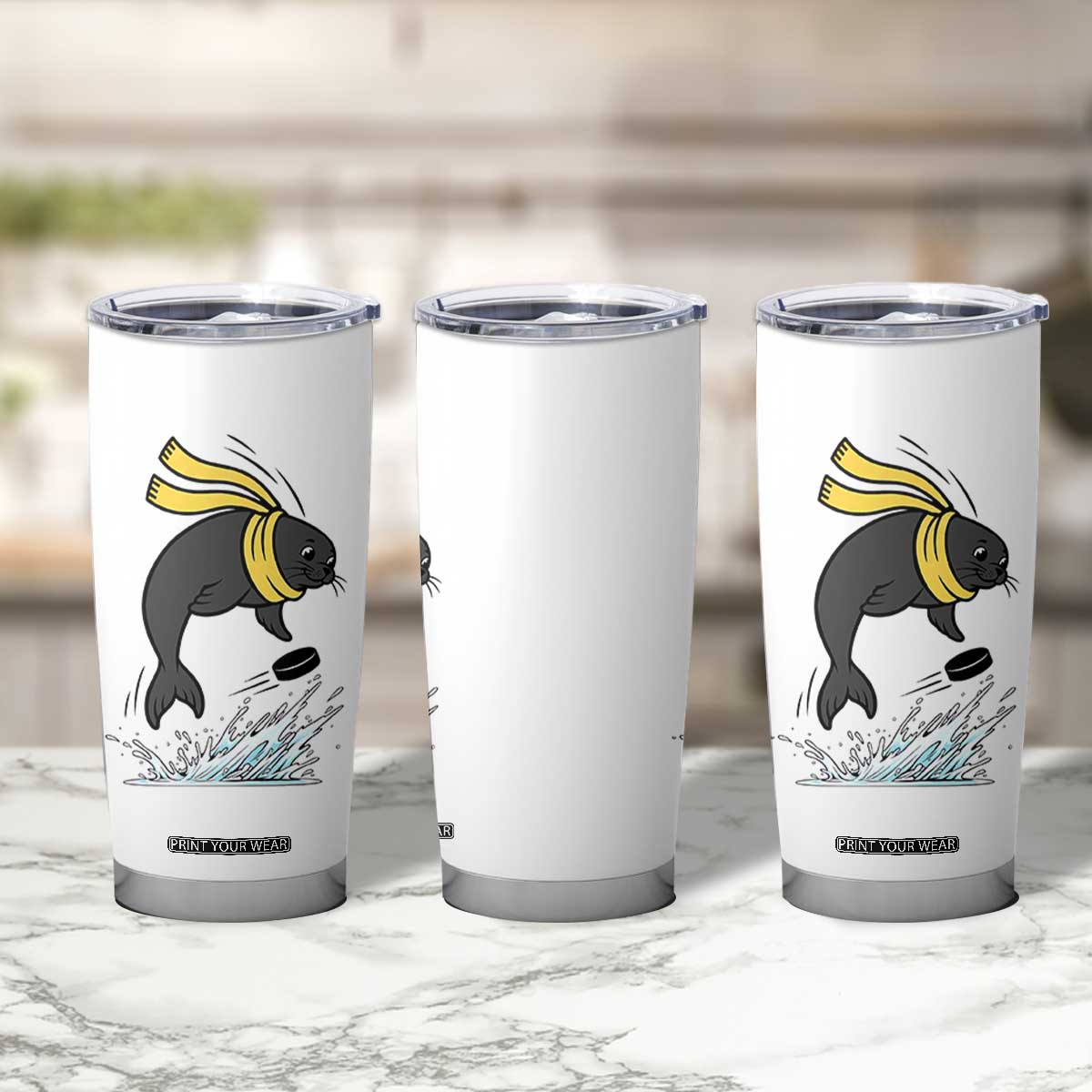 Funny Seal Playing Ice Hockey Tumbler Cup Winter Sports Gift TS12 Print Your Wear