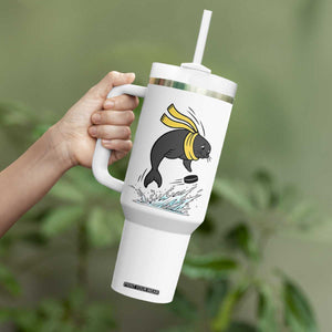 Funny Seal Playing Ice Hockey Tumbler With Handle Winter Sports Gift TS12 Print Your Wear