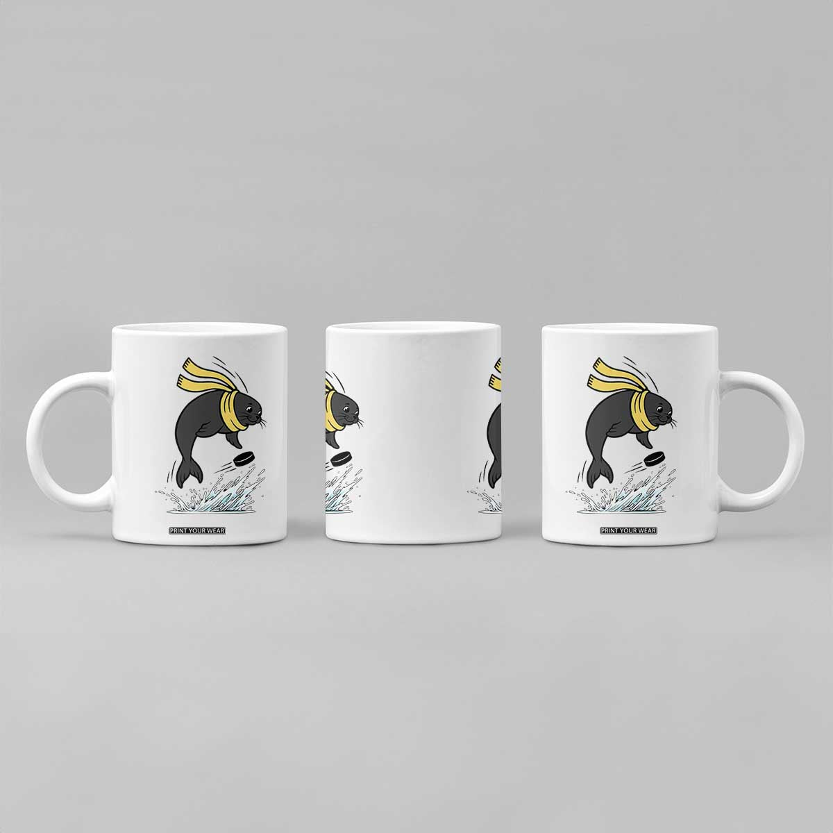 Funny Seal Playing Ice Hockey Coffee Mug Winter Sports Gift TS12 Print Your Wear