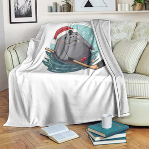 Snowy Seal Ice Hockey Lover Throw Blanket Funny Christmas Gift TS12 Print Your Wear