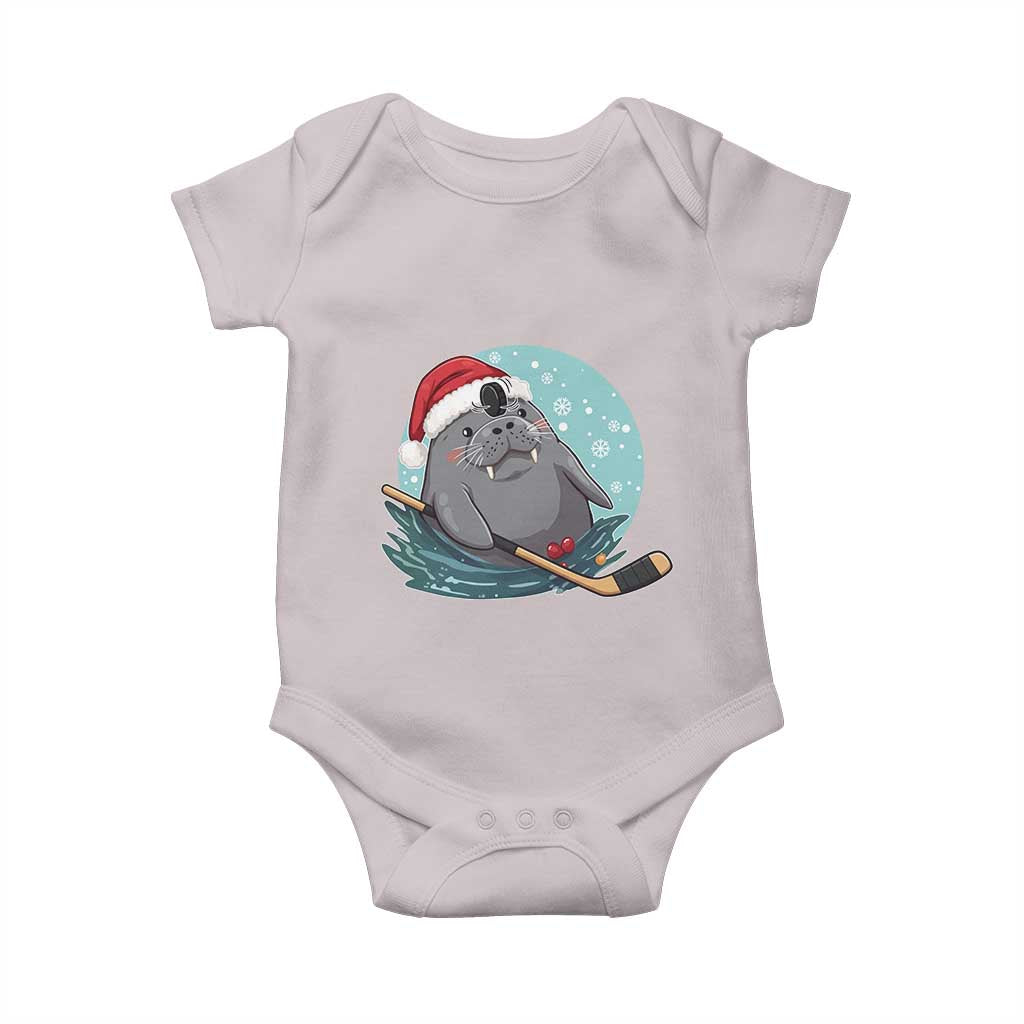 Snowy Seal Ice Hockey Lover Baby Onesie Funny Christmas Gift TS12 Ice Gray Print Your Wear