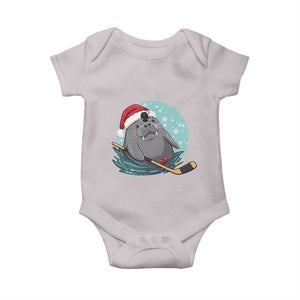 Snowy Seal Ice Hockey Lover Baby Onesie Funny Christmas Gift TS12 Ice Gray Print Your Wear