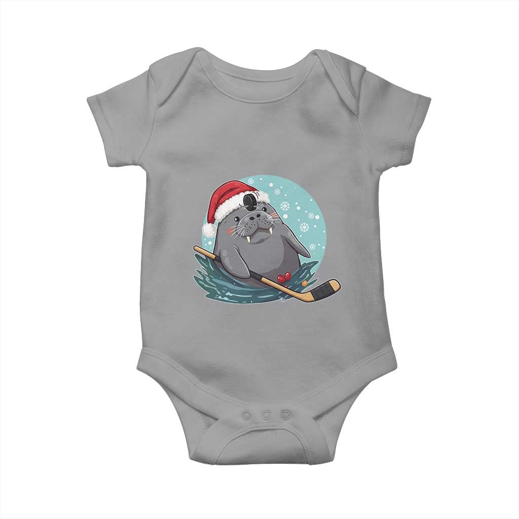 Snowy Seal Ice Hockey Lover Baby Onesie Funny Christmas Gift TS12 Sport Gray Print Your Wear
