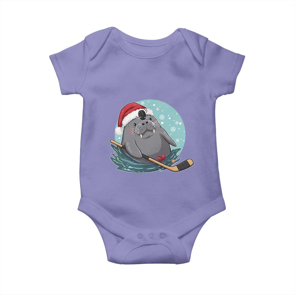 Snowy Seal Ice Hockey Lover Baby Onesie Funny Christmas Gift TS12 Violet Print Your Wear