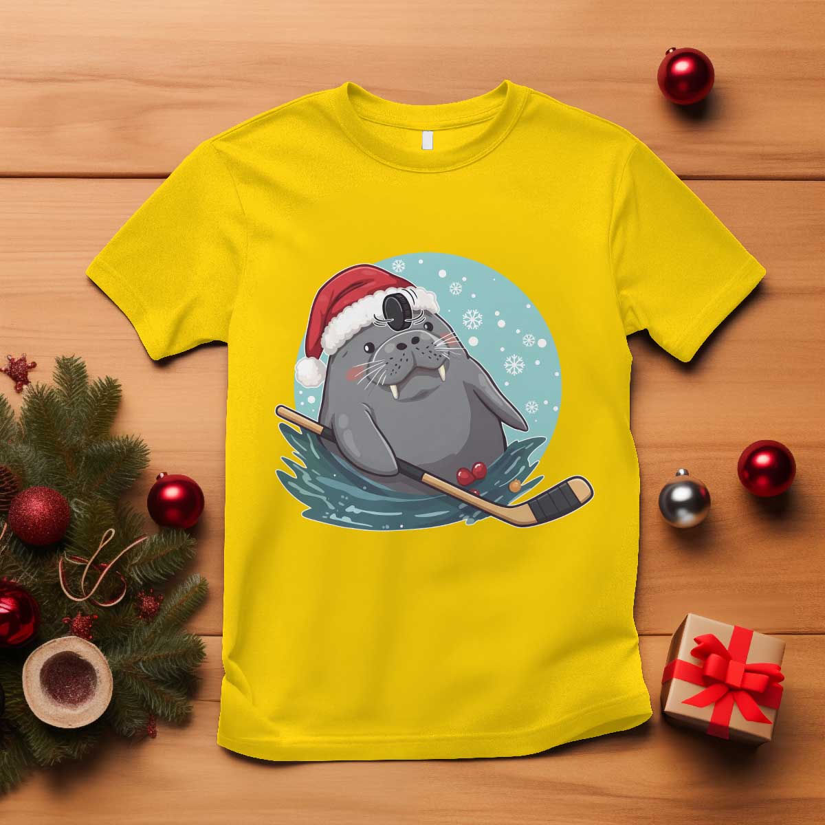 Snowy Seal Ice Hockey Lover T Shirt Funny Christmas Gift TS12 Daisy Print Your Wear
