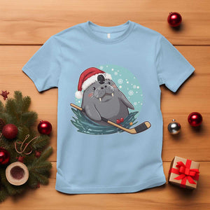 Snowy Seal Ice Hockey Lover T Shirt Funny Christmas Gift TS12 Light Blue Print Your Wear