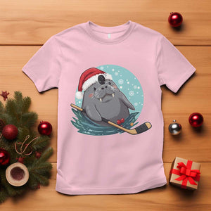 Snowy Seal Ice Hockey Lover T Shirt Funny Christmas Gift TS12 Light Pink Print Your Wear