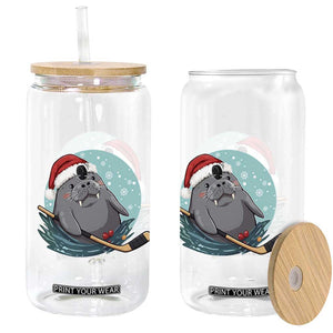 Snowy Seal Ice Hockey Lover Glass Can Funny Christmas Gift TS12 Print Your Wear