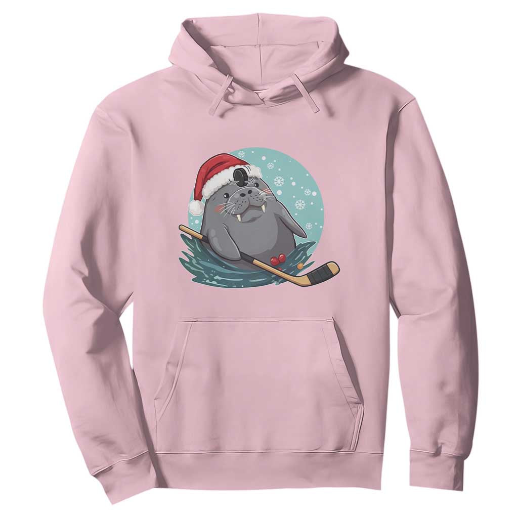 Snowy Seal Ice Hockey Lover Hoodie Funny Christmas Gift TS12 Light Pink Print Your Wear