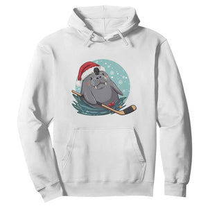 Snowy Seal Ice Hockey Lover Hoodie Funny Christmas Gift TS12 White Print Your Wear