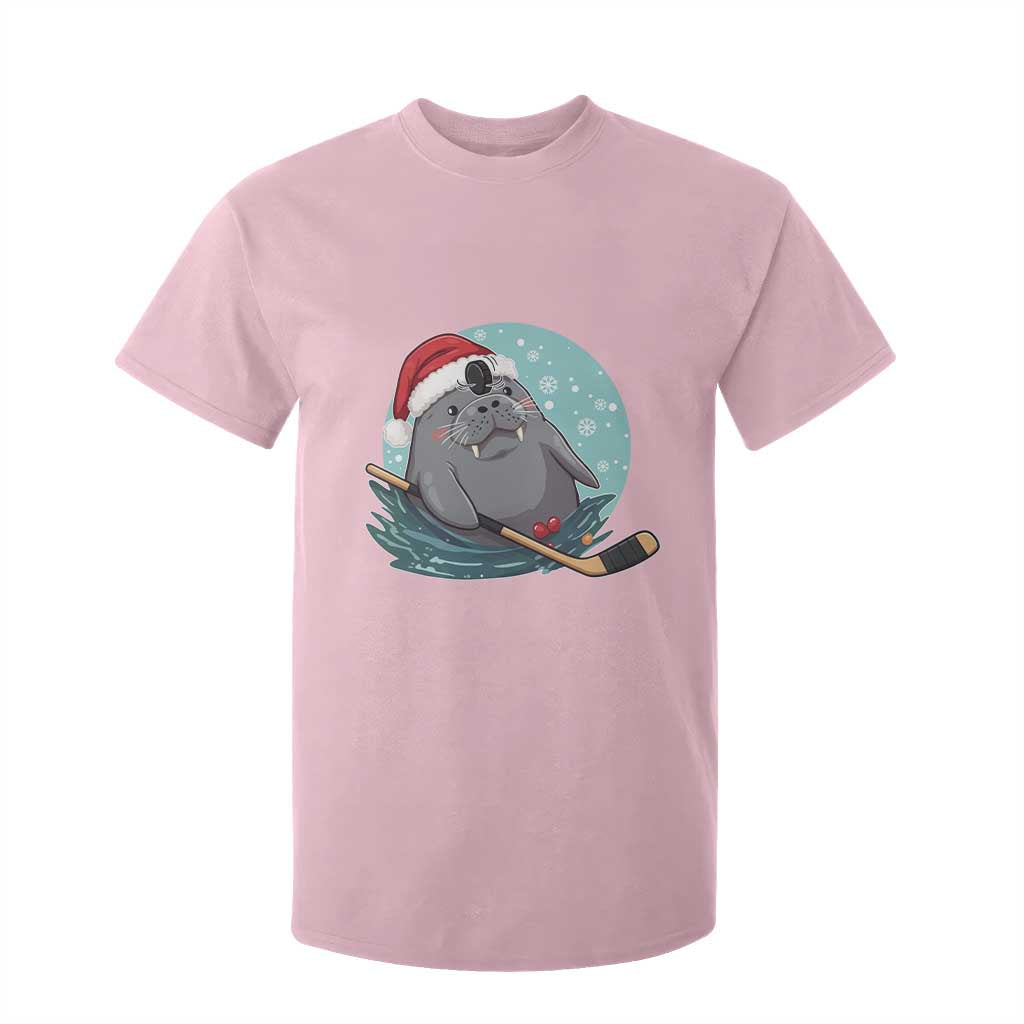 Snowy Seal Ice Hockey Lover T Shirt For Kid Funny Christmas Gift TS12 Light Pink Print Your Wear