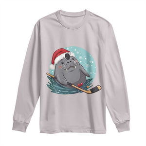 Snowy Seal Ice Hockey Lover Long Sleeve Shirt Funny Christmas Gift TS12 Ice Gray Print Your Wear