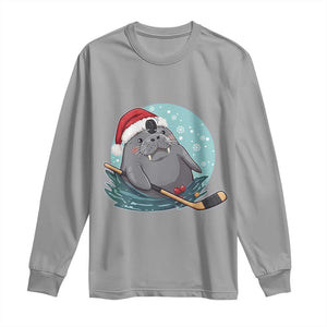 Snowy Seal Ice Hockey Lover Long Sleeve Shirt Funny Christmas Gift TS12 Sport Gray Print Your Wear