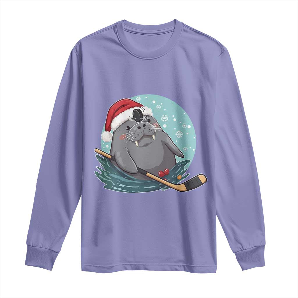 Snowy Seal Ice Hockey Lover Long Sleeve Shirt Funny Christmas Gift TS12 Violet Print Your Wear