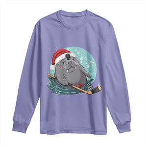 Snowy Seal Ice Hockey Lover Long Sleeve Shirt Funny Christmas Gift TS12 Violet Print Your Wear