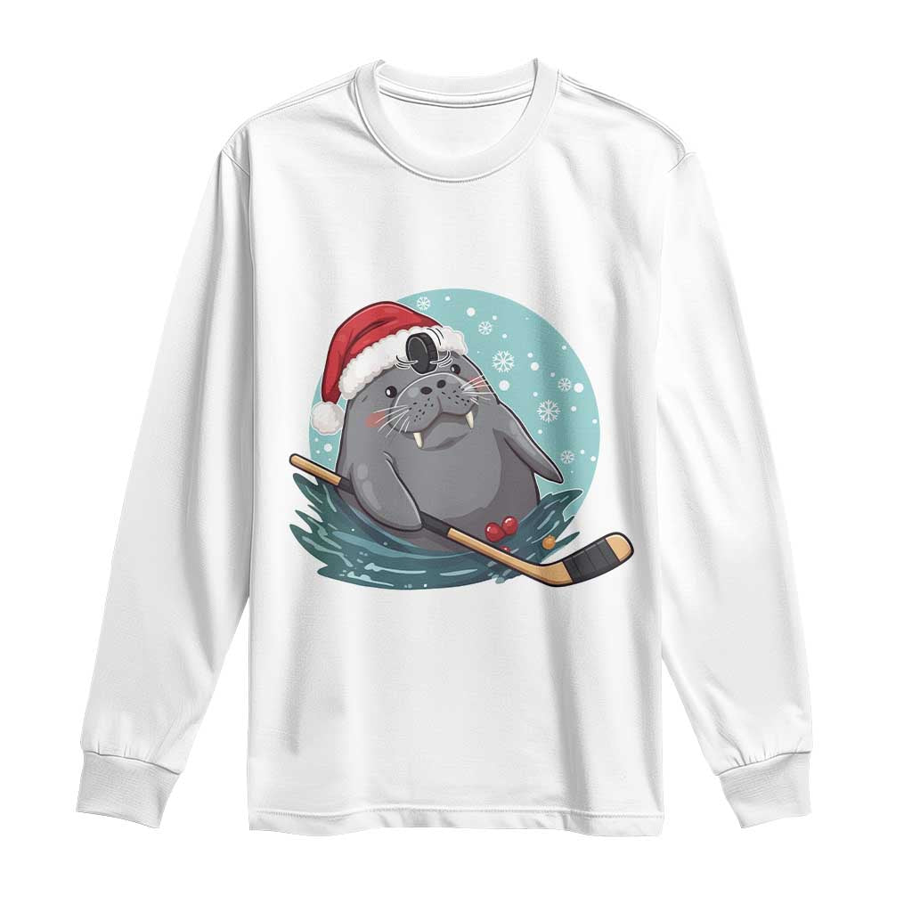 Snowy Seal Ice Hockey Lover Long Sleeve Shirt Funny Christmas Gift TS12 White Print Your Wear