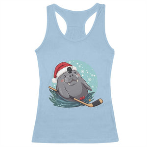 Snowy Seal Ice Hockey Lover Racerback Tank Top Funny Christmas Gift TS12 Light Blue Print Your Wear