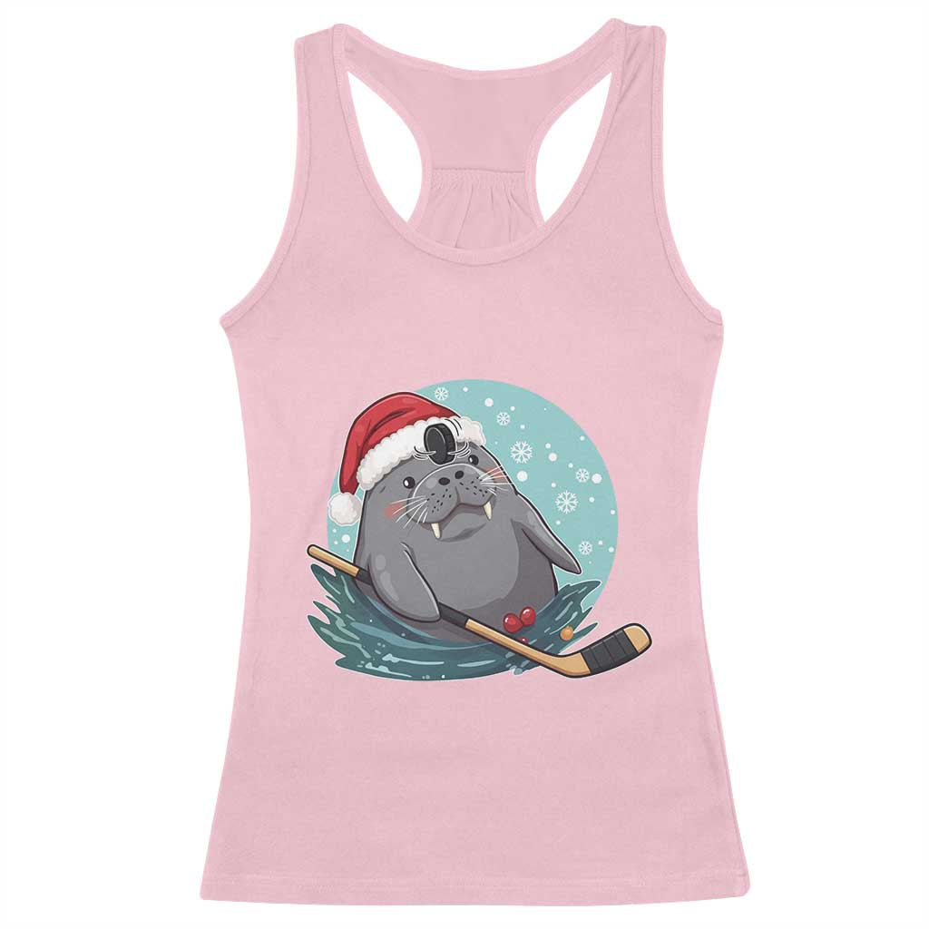 Snowy Seal Ice Hockey Lover Racerback Tank Top Funny Christmas Gift TS12 Light Pink Print Your Wear