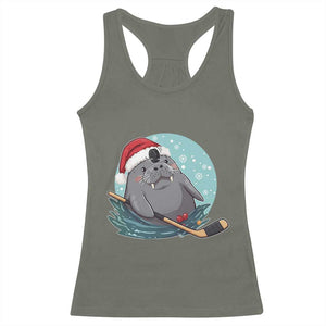 Snowy Seal Ice Hockey Lover Racerback Tank Top Funny Christmas Gift TS12 Military Green Print Your Wear