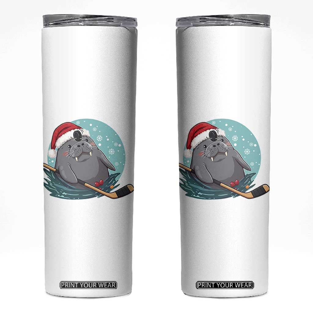 Snowy Seal Ice Hockey Lover Skinny Tumbler Funny Christmas Gift TS12 White Print Your Wear