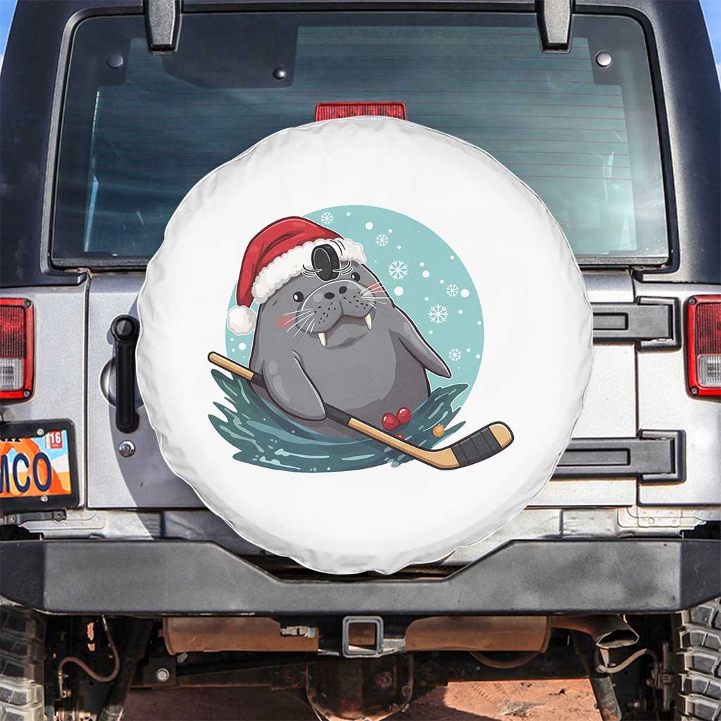 Snowy Seal Ice Hockey Lover Spare Tire Cover Funny Christmas Gift TS12 No hole White Print Your Wear
