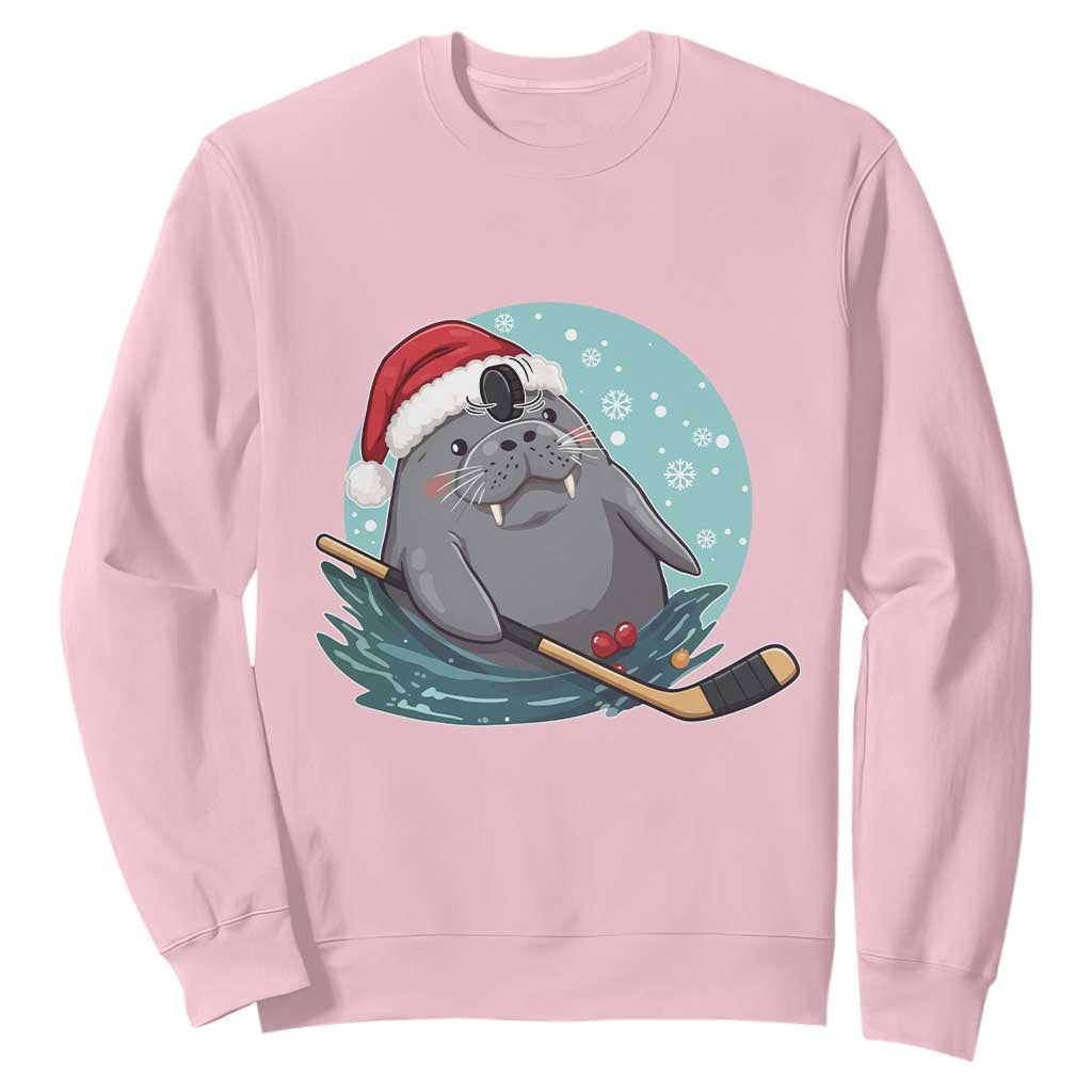 Snowy Seal Ice Hockey Lover Sweatshirt Funny Christmas Gift TS12 Light Pink Print Your Wear