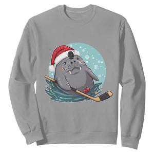 Snowy Seal Ice Hockey Lover Sweatshirt Funny Christmas Gift TS12 Sport Gray Print Your Wear